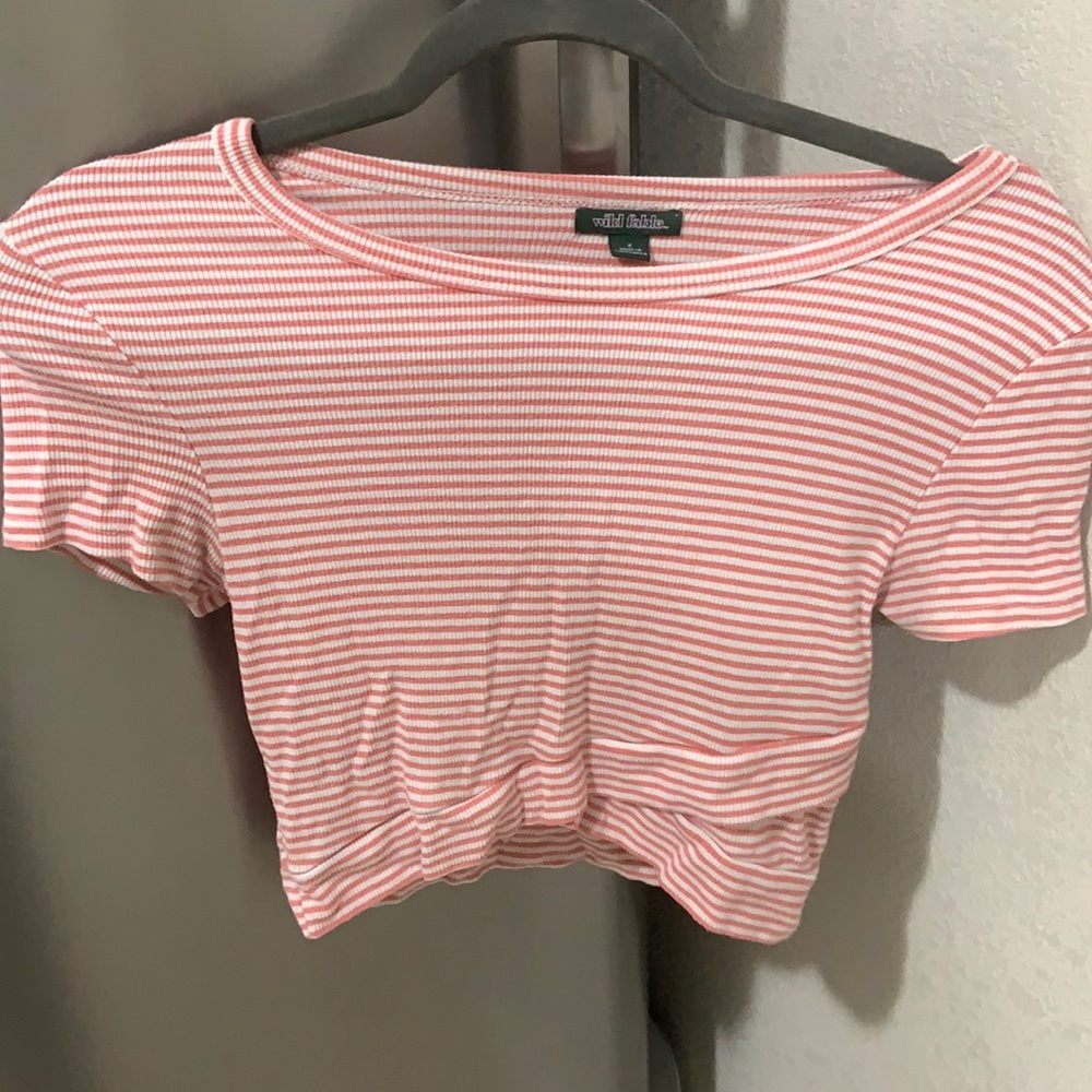 Target pink and white striped crop top
